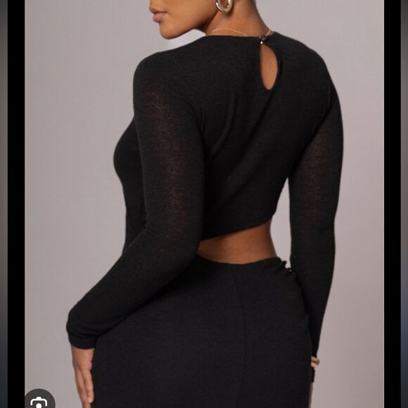 JLUXLABEL Summer Romance Cutout Long Sleeve Maxi Dress Black Large NEW - Picture 2 of 10